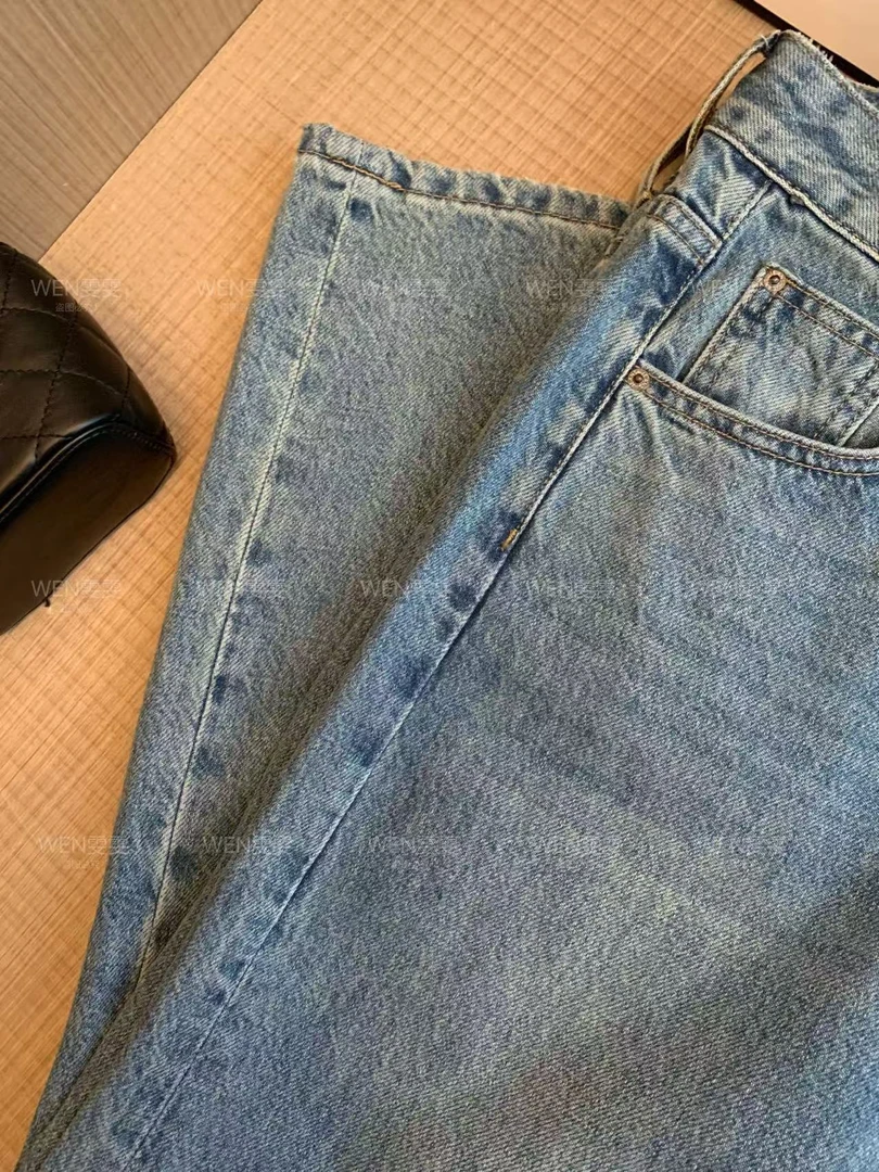 【WEN轻奢】2025新款时尚蓝色水洗百搭牛仔长裤WWK0312