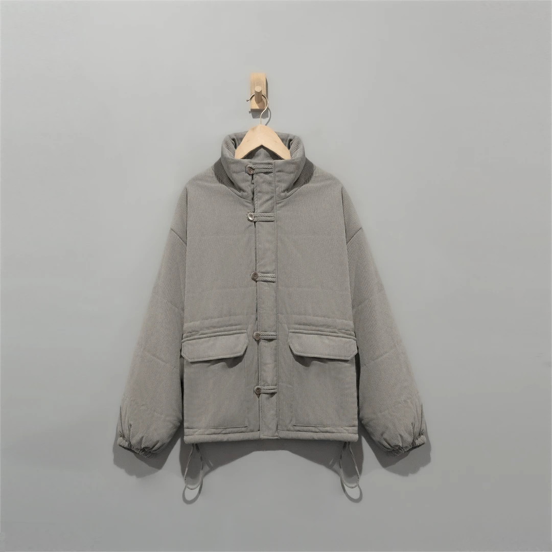 【且听风吟】0511999文艺立领灯芯绒复古印花厚款棉服衣长67胸围140