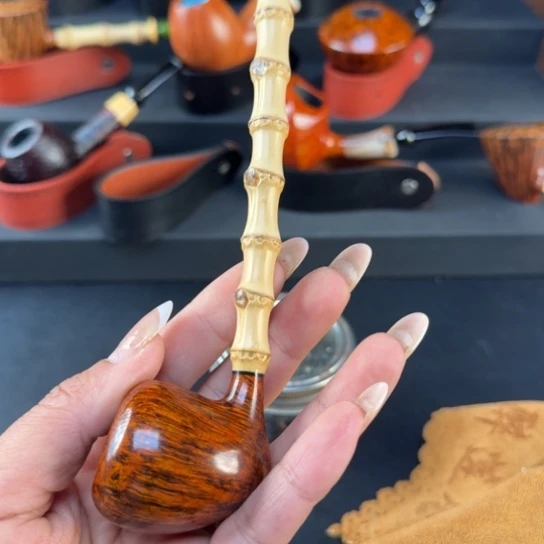 二***人小默亲工石楠木竹节烟斗