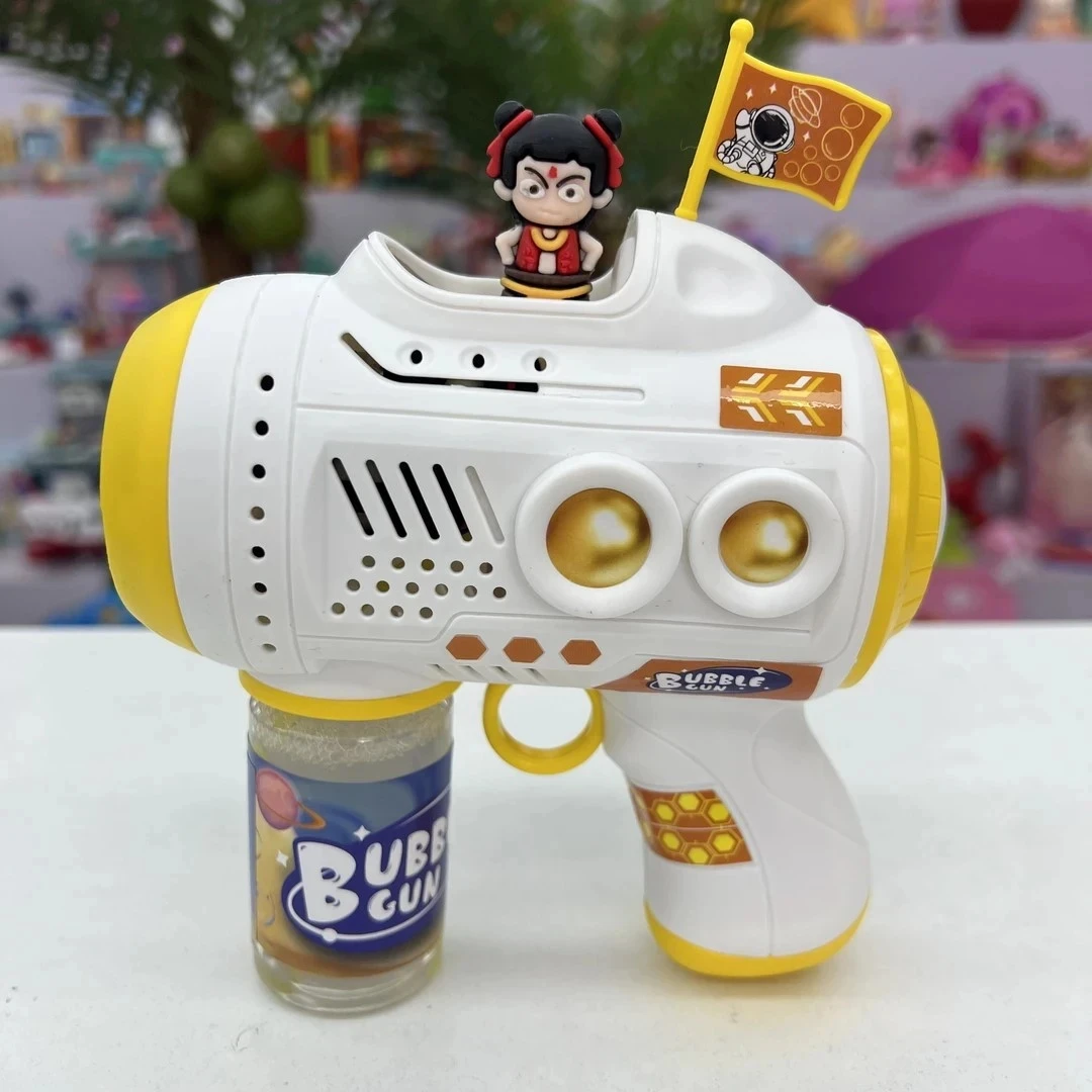 新款2025冲电多孔泡泡机网红爆款玩具灯光泡泡枪