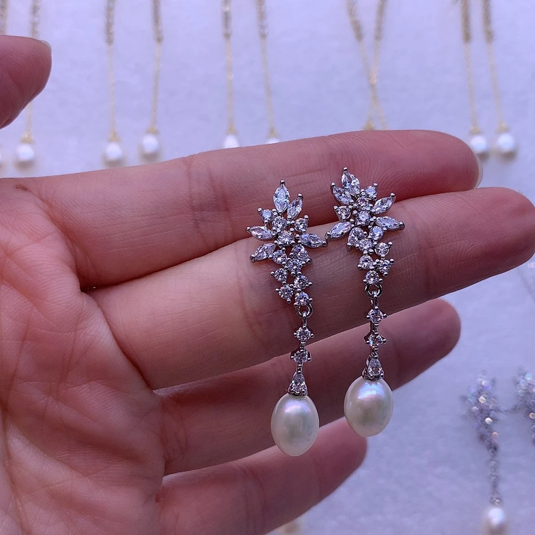 淡水珍珠耳饰合金