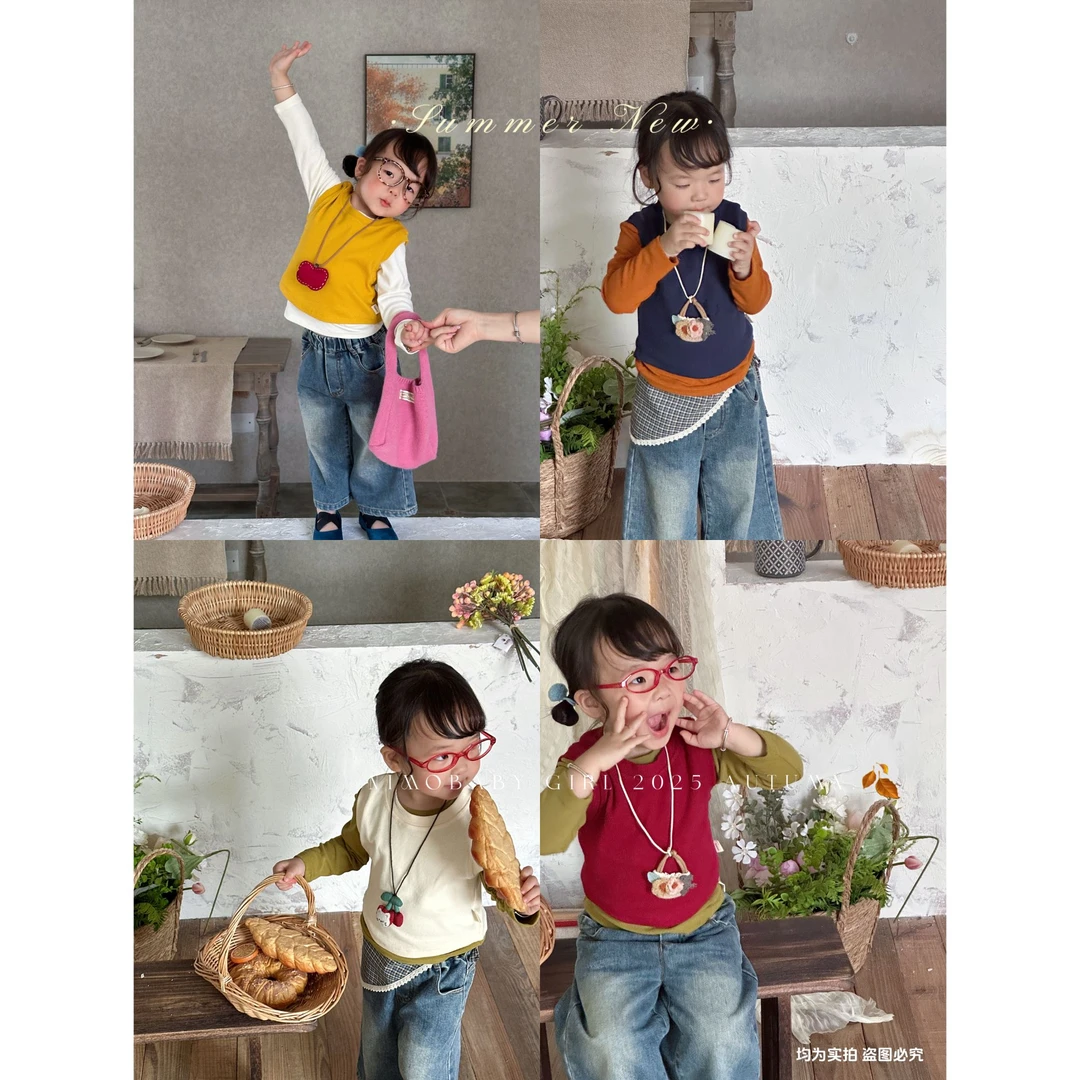 NIMO【落日珊瑚】韩版秋季新款宝宝时尚透气百搭洋气纯色背心