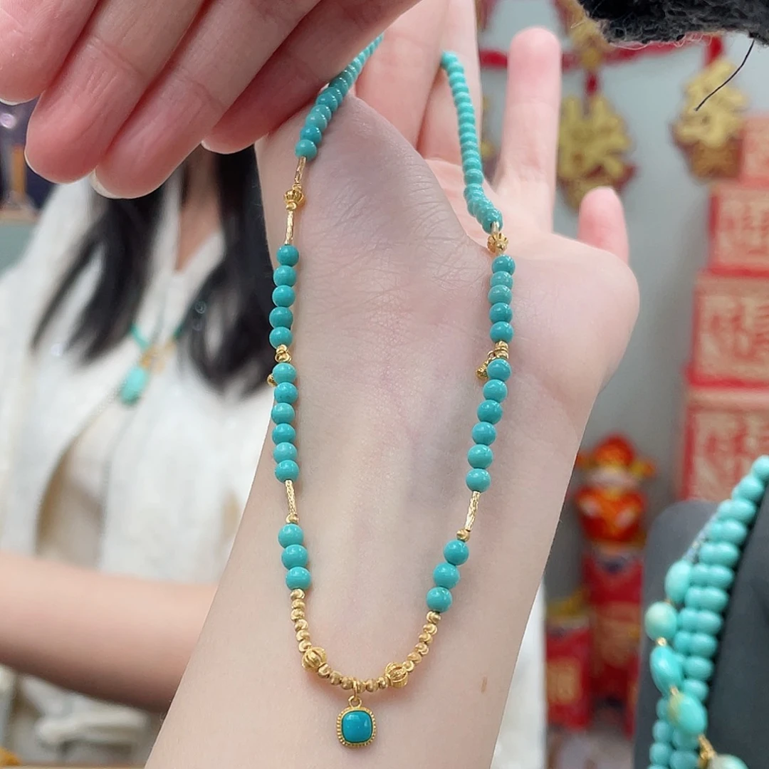 绿松石颈饰18K金镶嵌