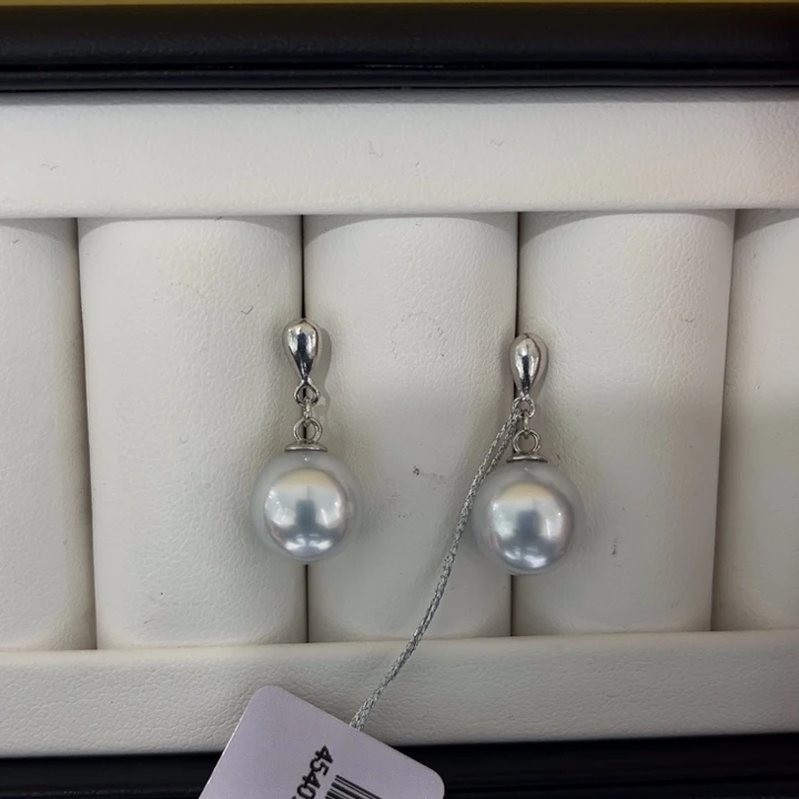 海水珍珠上新澳白灵动水滴耳坠10-11mm银S925镶嵌