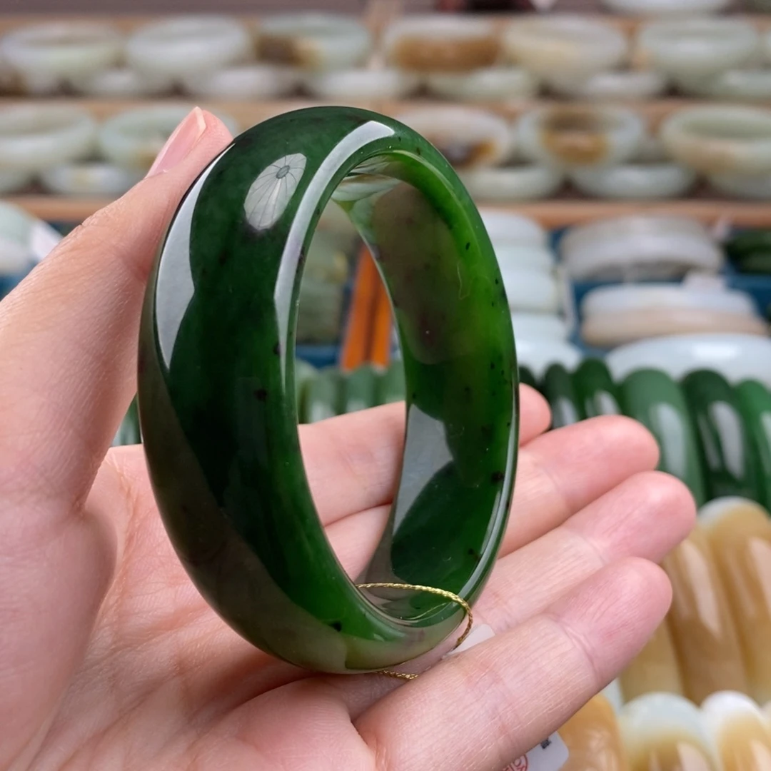 和田玉（碧玉）手镯未镶嵌和田玉碧玉正装手镯宽版