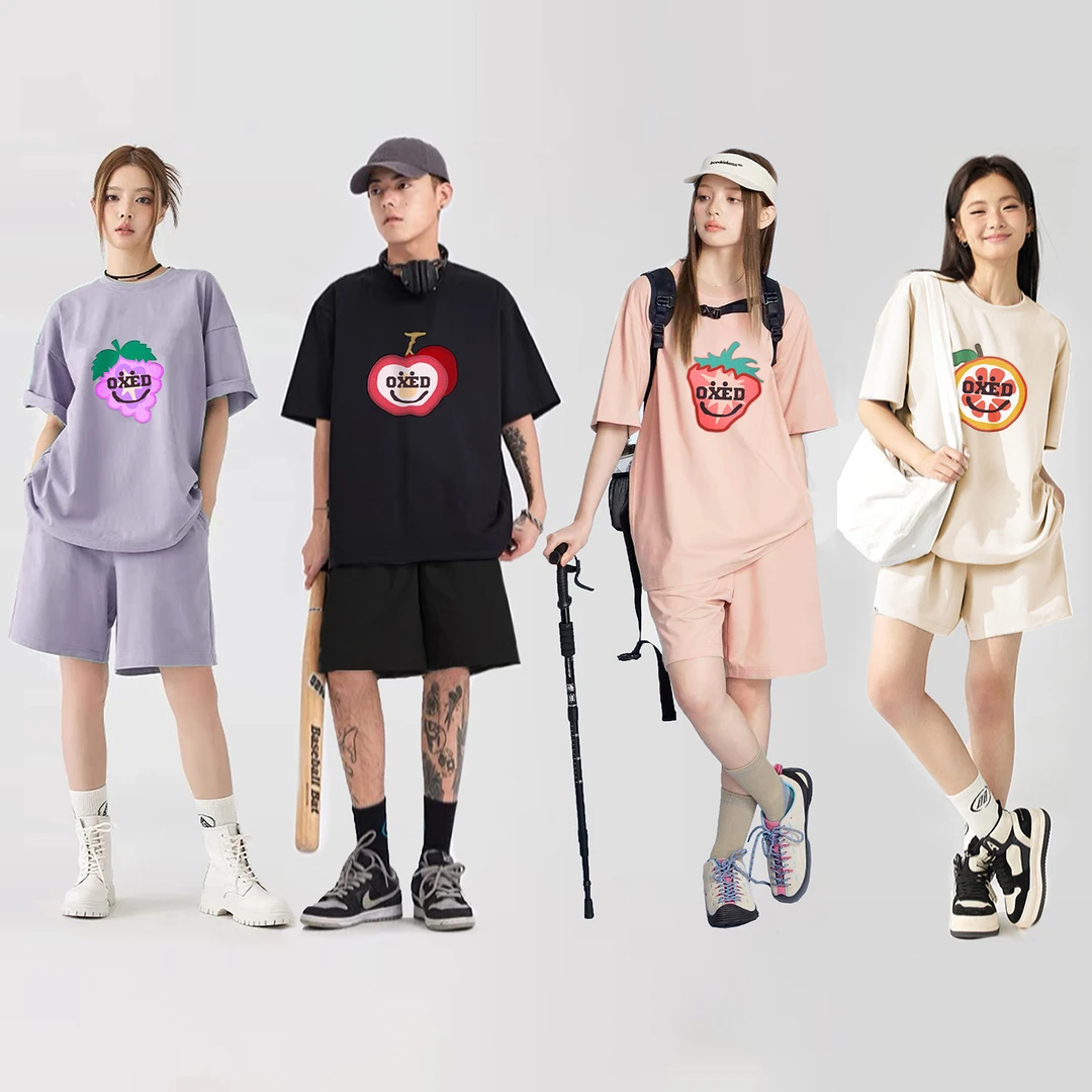 【一只璐甄选】C124威宏丝水果系列发泡情侣短袖短裤套装TK3101