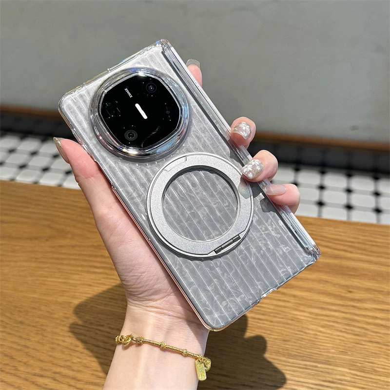 透明瓦楞纹旋转磁吸支架适用华为matex6/x5典藏版折叠屏手机壳女
