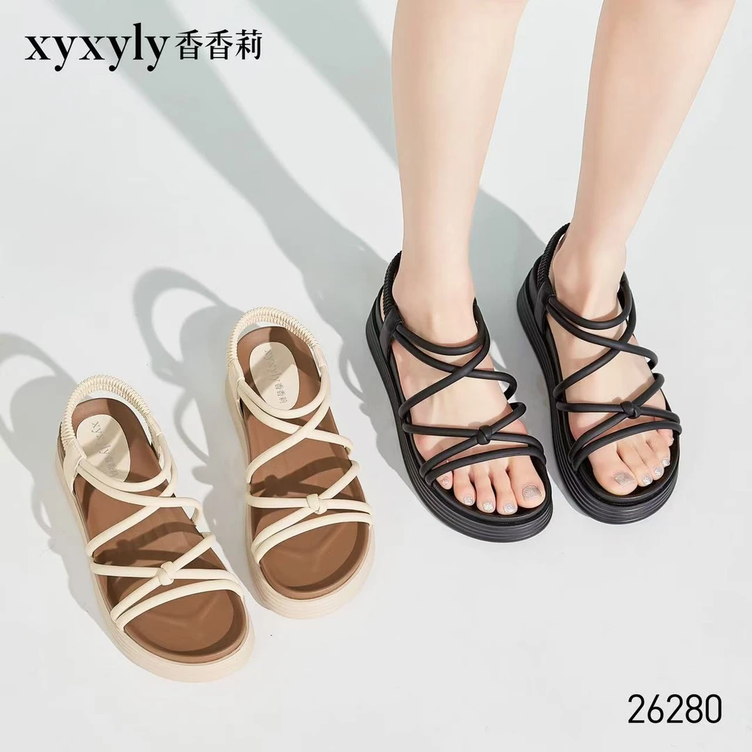 厚底26280凉鞋女款2025夏季新款仙女风百搭休闲沙滩罗马凉鞋