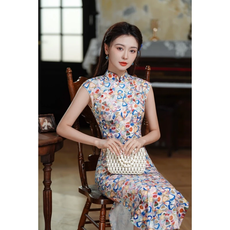 花海  2025夏季无袖爆款旗袍国风印花气质显瘦修身日常中式
