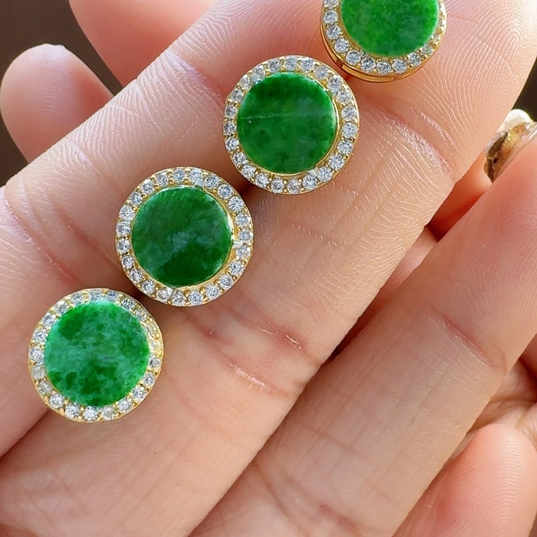 翡翠耳饰银S925镶嵌耳饰多样性发货一副