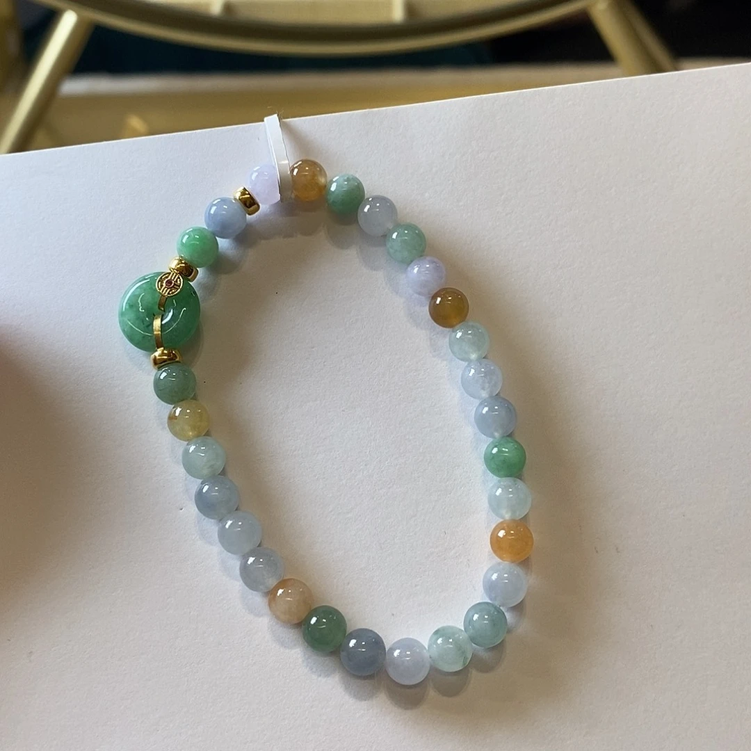 翡翠18K金镶嵌手链翡翠手链mq