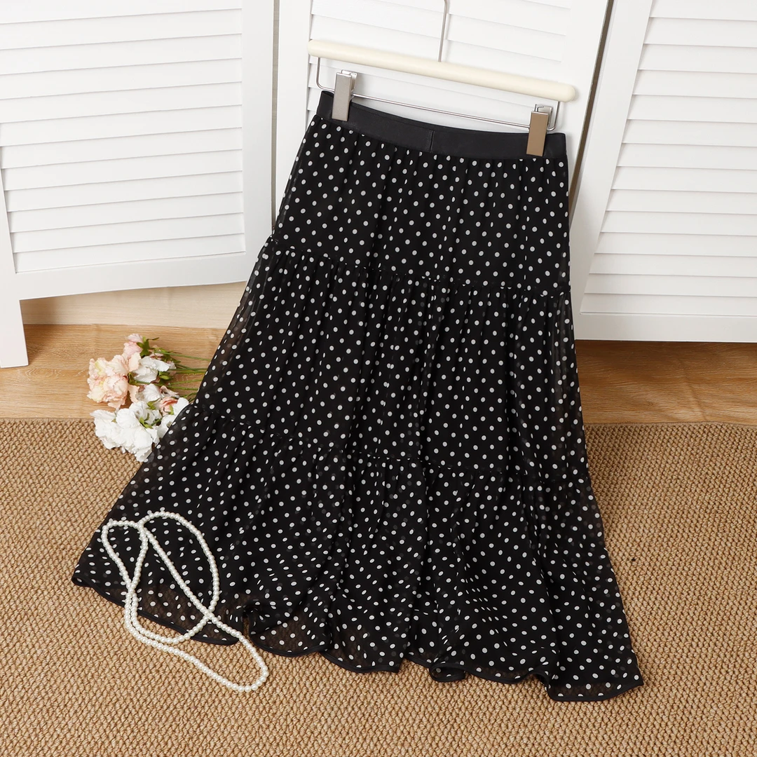 23582#【圈圈圆圆 】法式时尚百搭高级感波点显瘦半身裙