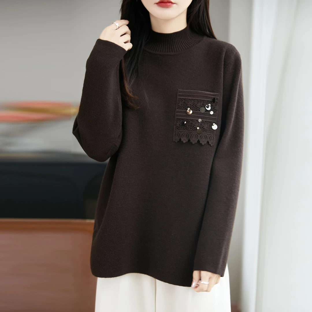 胖mm秋冬大码半高领女士毛衣裙中长款高级感内搭可外穿针织打底衫