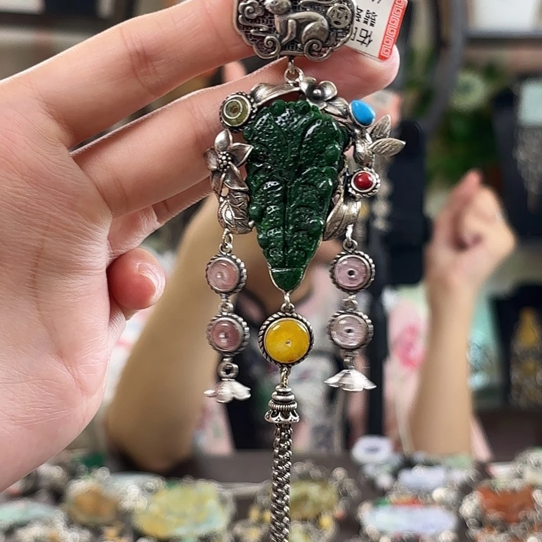 翡翠银S925镶嵌颈饰翡翠