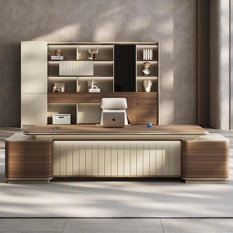 金鸾高档大班台老板桌董事长办公桌新中式总裁高端大气桌椅组合