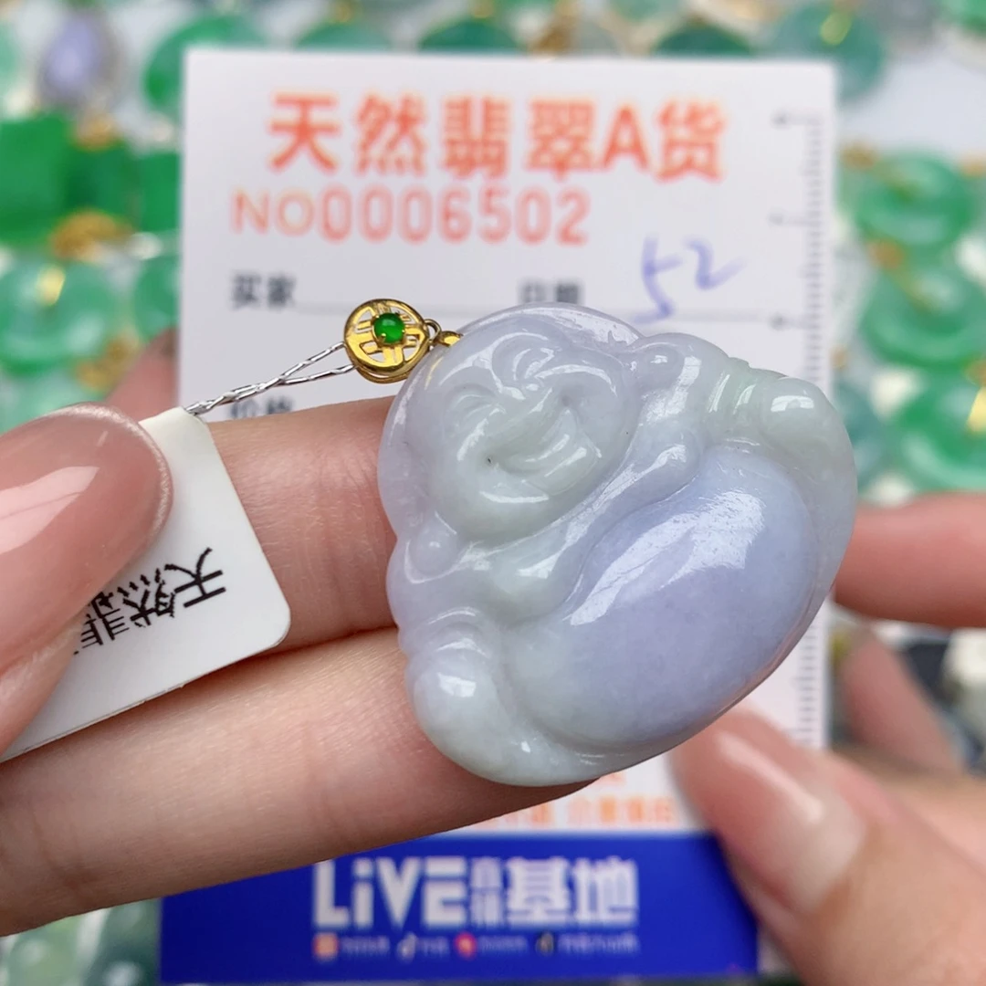 翡翠18K金镶嵌颈饰佛公