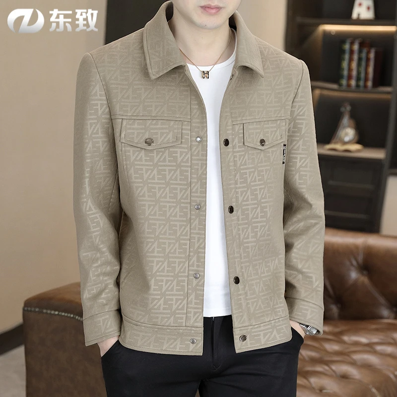 东致外套男士春秋季新款高级感翻领休闲薄款夹克男装上衣潮流百搭