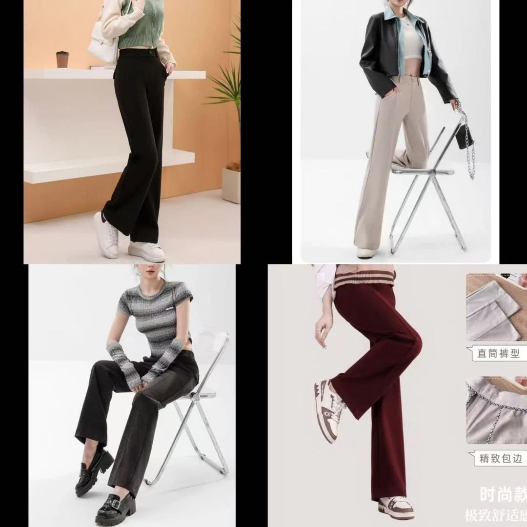 7730-妈妈毛呢呢子西装裤（颜色任意）微喇直筒裤