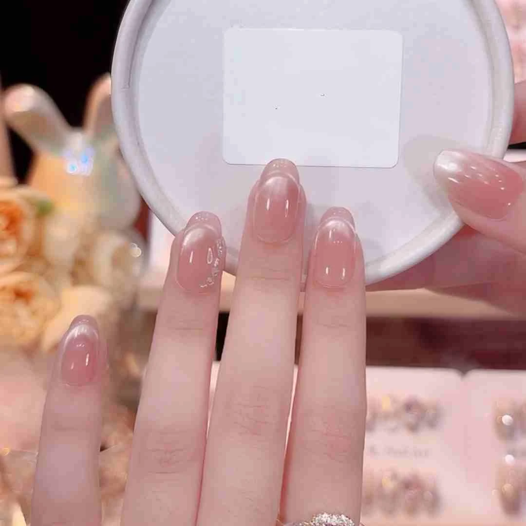 【落日情书】猫眼纯手工法式手绘显白美甲穿戴光疗甲渐变纯10片