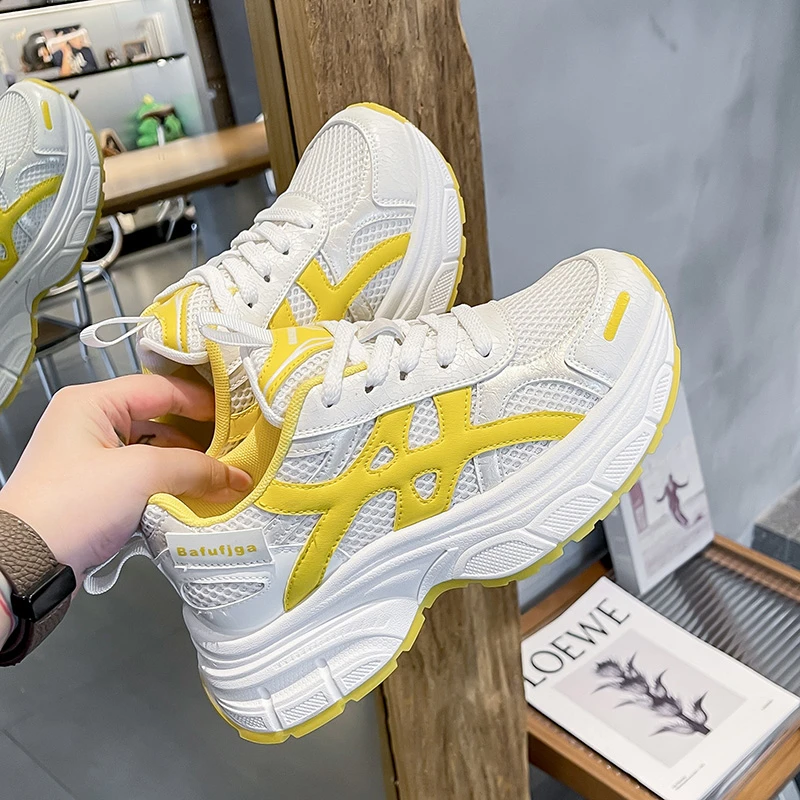 2025新款增高老爹鞋小白鞋网面女鞋运动鞋厚底鞋子韩版网红百搭