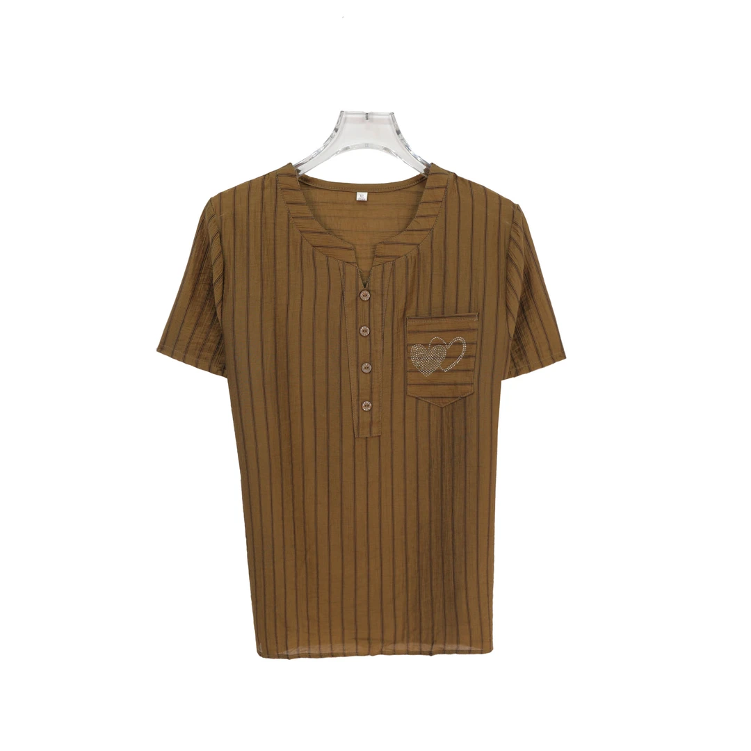 经典宽松条纹舒适圆领简约T恤S789