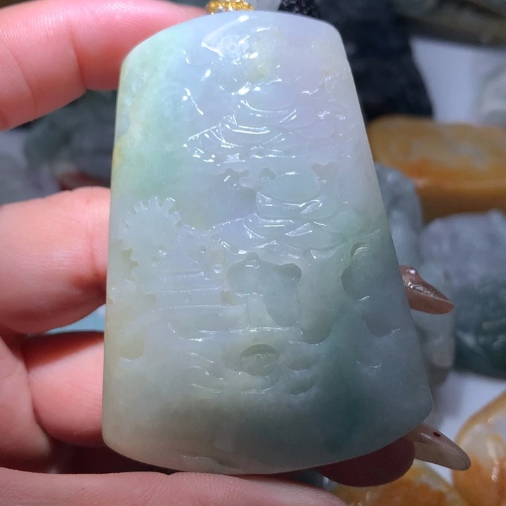 翡翠未镶嵌颈饰保真天然A货翡翠