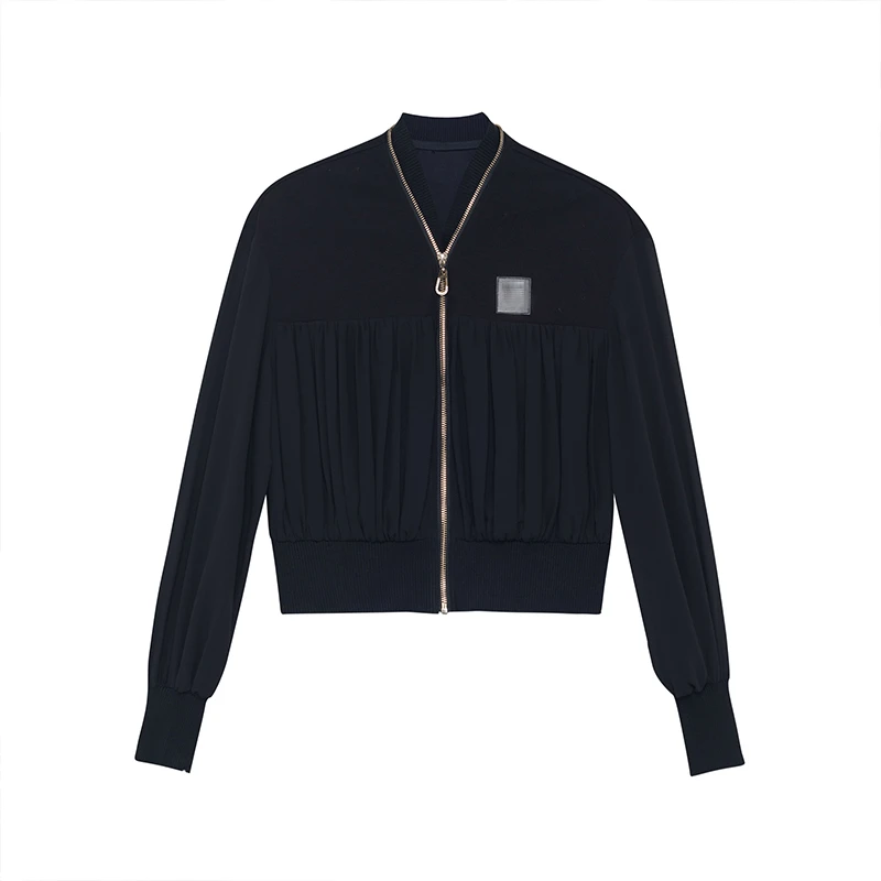 设计师女装2025秋季新款运动外套黑色百搭休闲短款外套31348