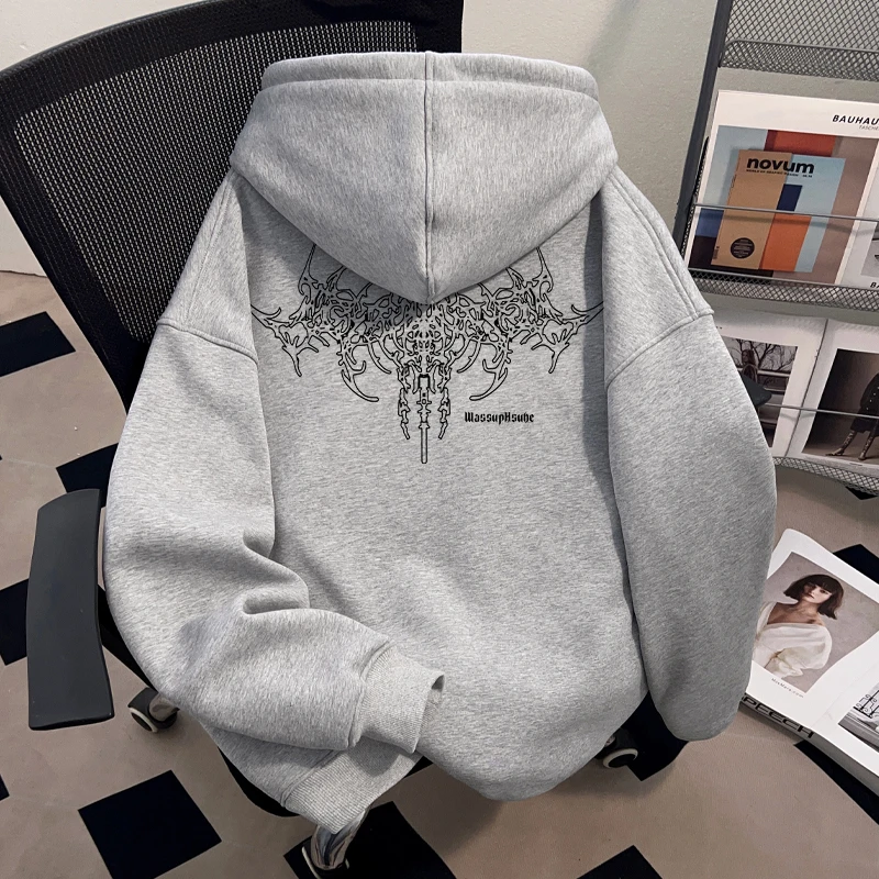 WASSUP HSUBE青少年潮酷高街套头连帽卫衣重磅美式国潮牌上衣男士