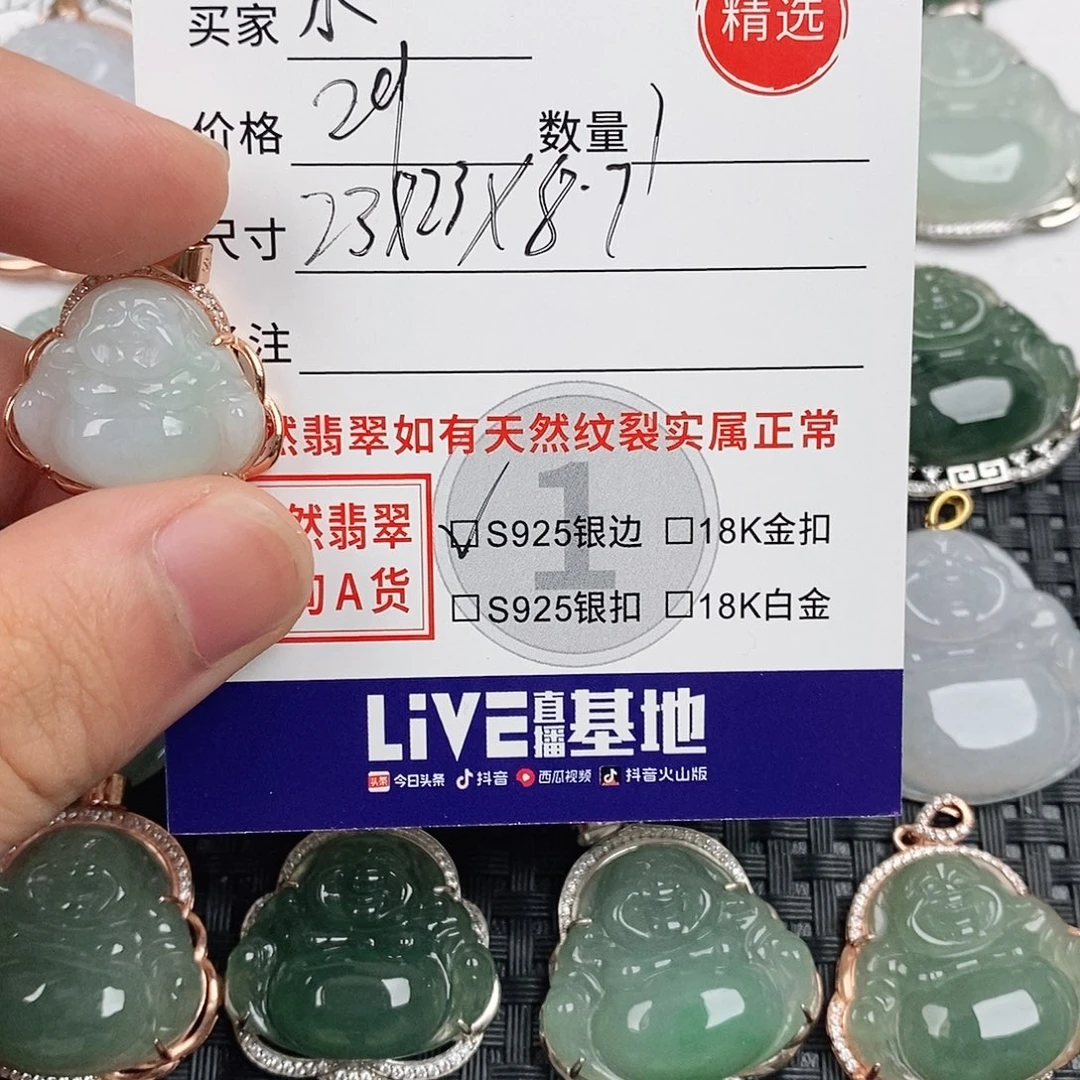 小***蓝翡翠银S925镶嵌颈饰