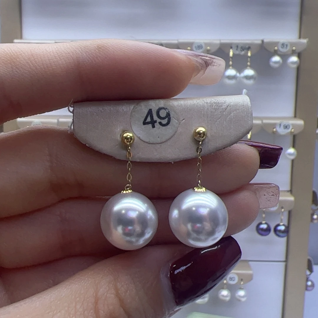 淡水珍珠耳饰18K金镶嵌