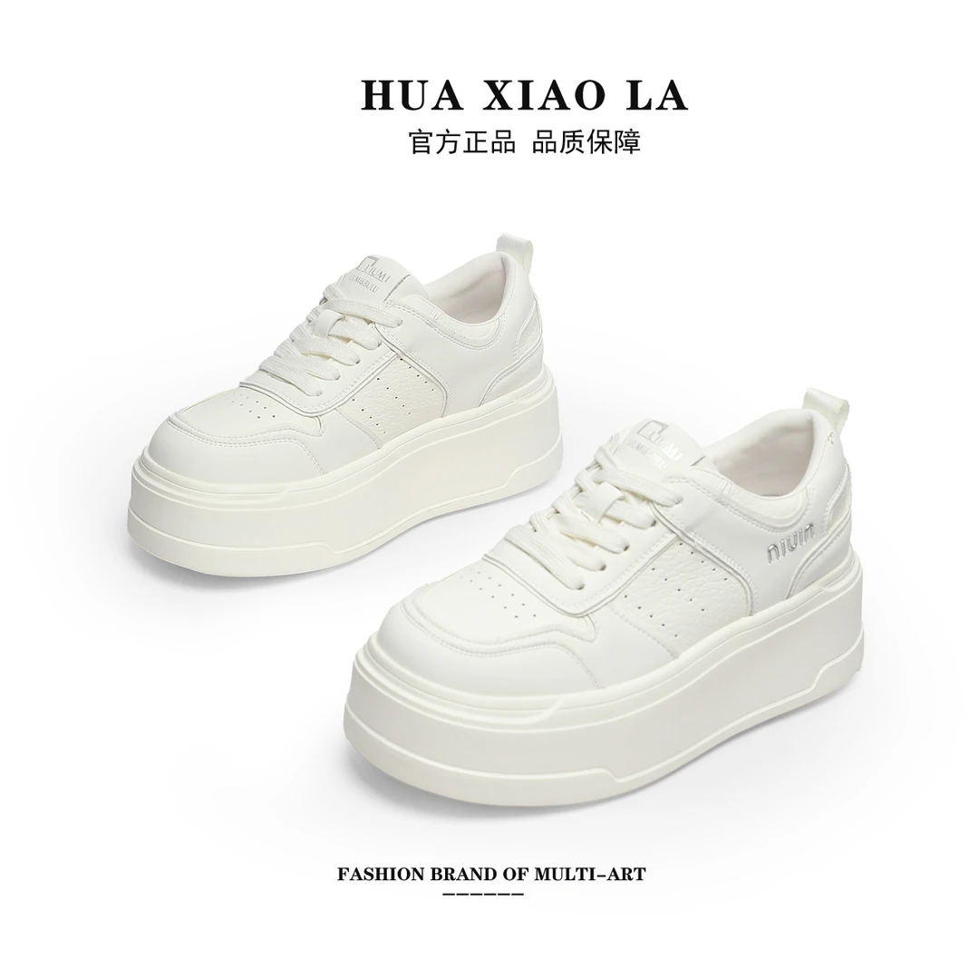 婲小拉||增高6cm真皮厚底小白鞋2025春季新款时尚百搭板鞋运动鞋