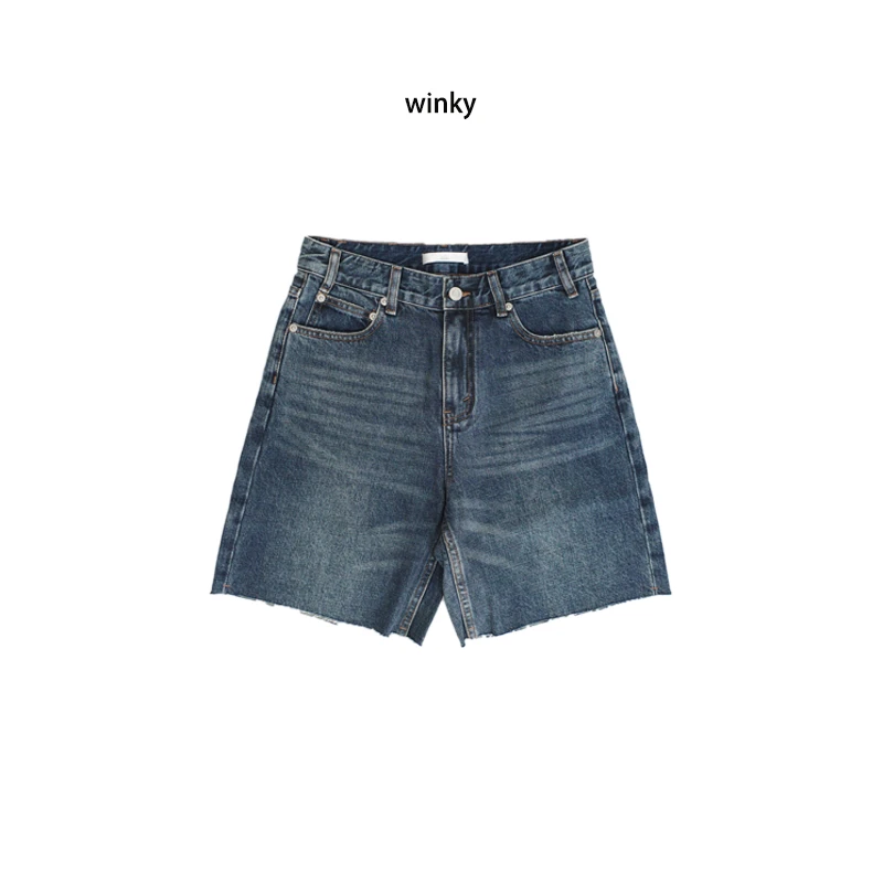 一刀切猫须洗水牛仔短裤