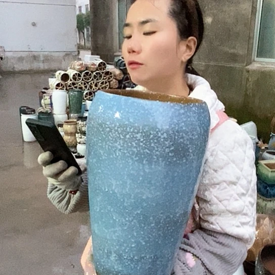 紫砂花盆瑕疵口20高38