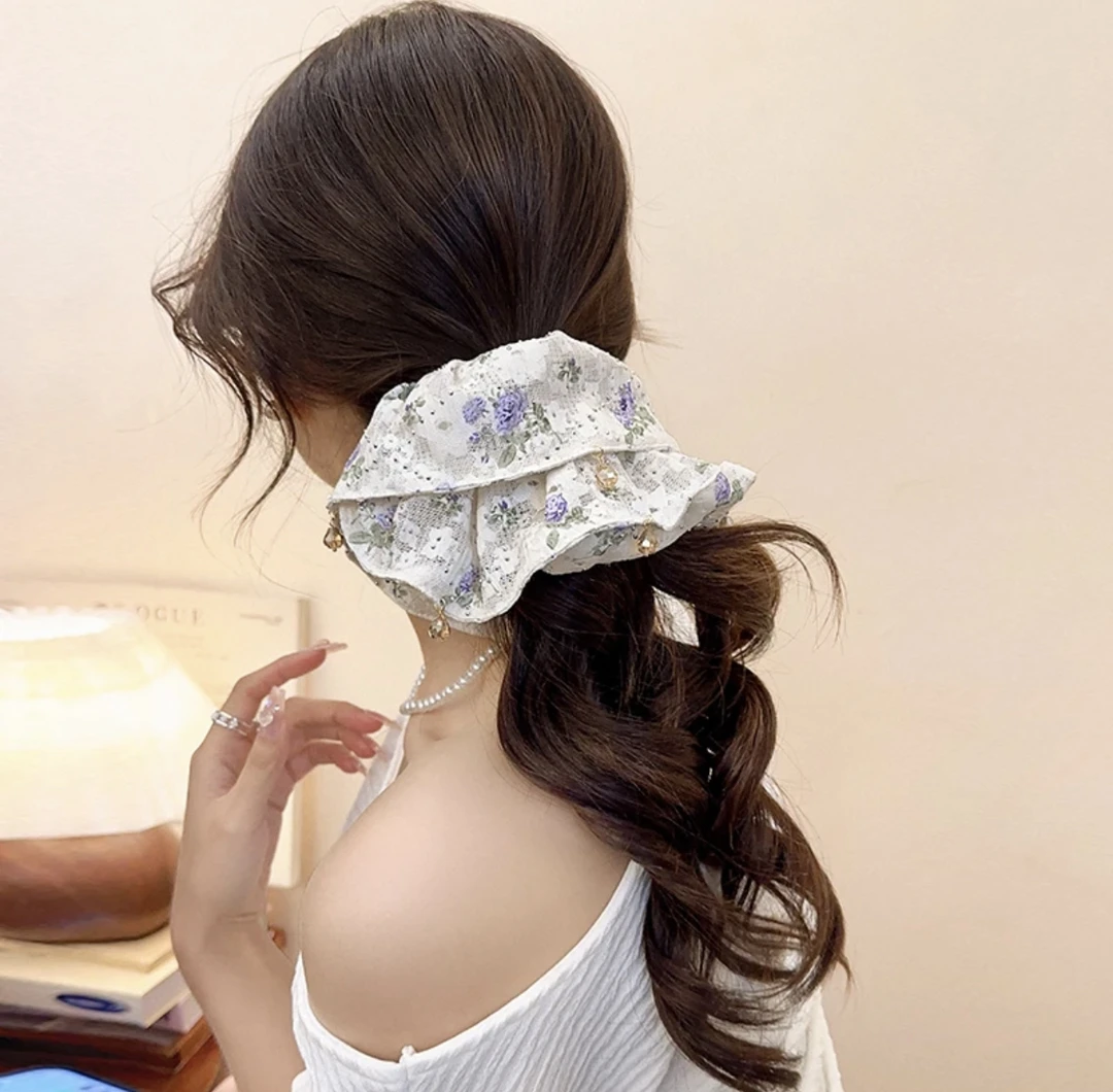 碎花夏日度假小清新大肠发圈韩系温柔可爱甜美高级感发饰女