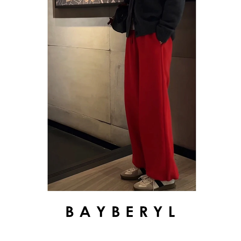 CC10-BAYBERYL老贝亨特红*松紧腰百搭束口卫裤秋休闲裤XXK5I1004