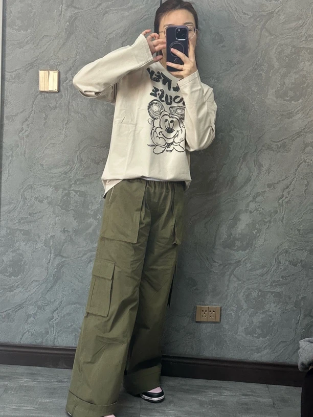 拼接袖小米奇棉T还挺减龄