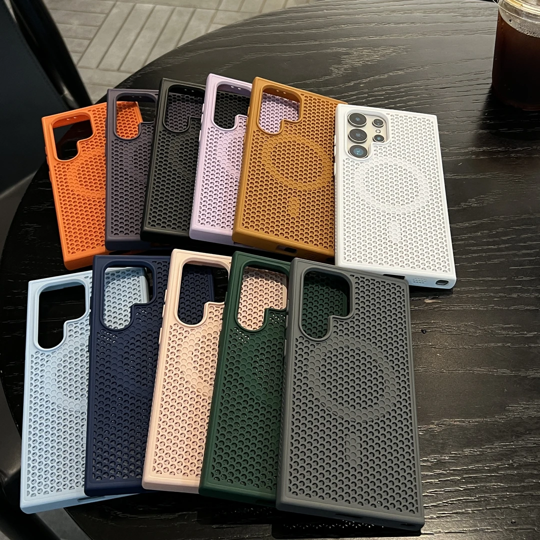 蜂窝磁吸散热手机壳适用于【苹果-三星-小米-红米-华为-荣耀-一加】