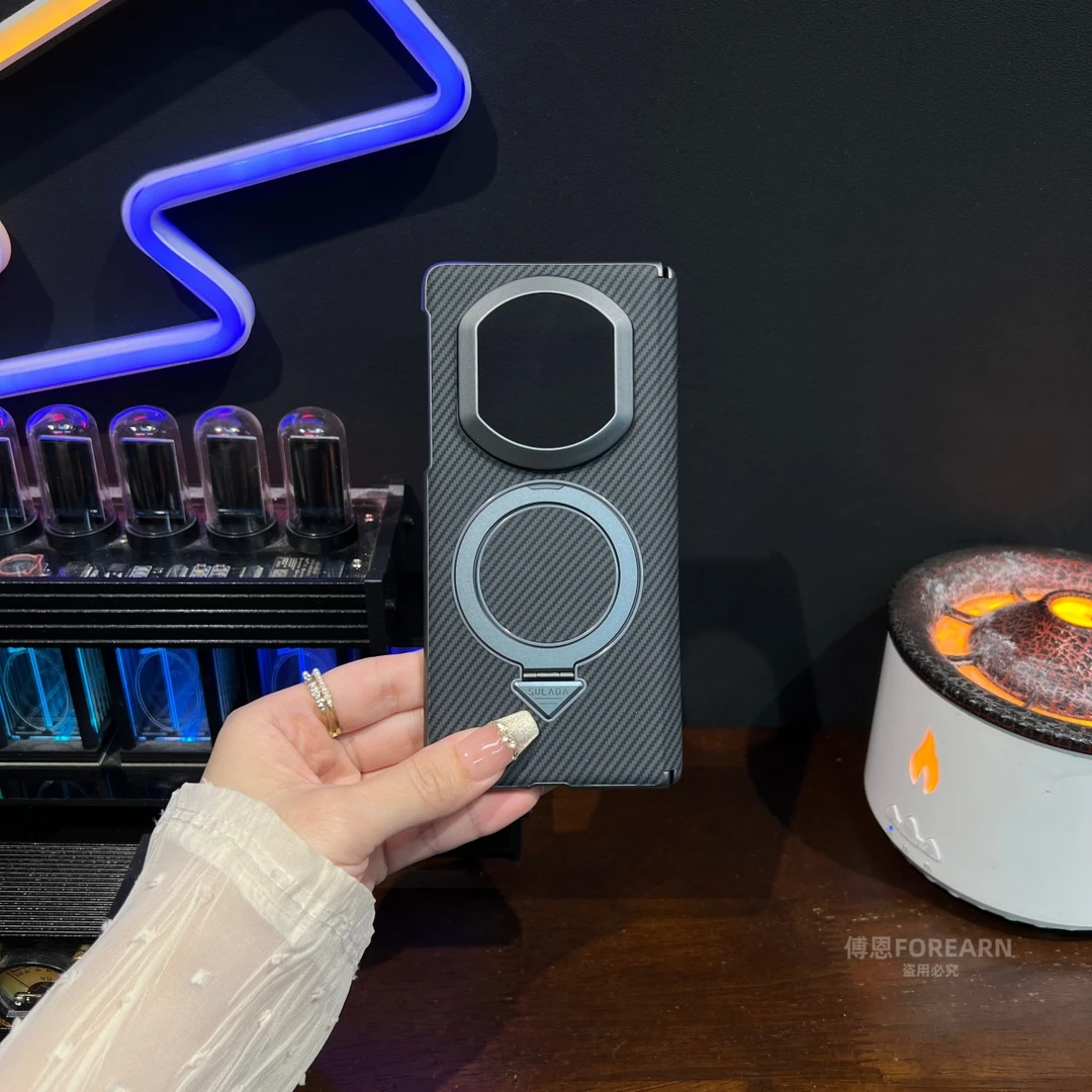 适用于华为matex7手机壳折叠屏x7磁吸支架保护套超薄凯夫拉纹中轴