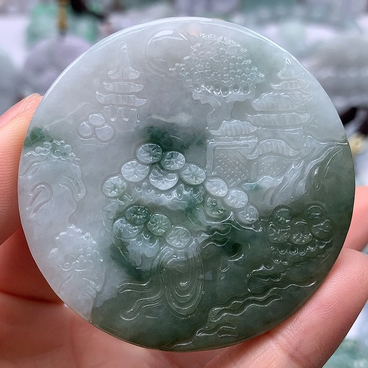 翡翠未镶嵌颈饰山水福利