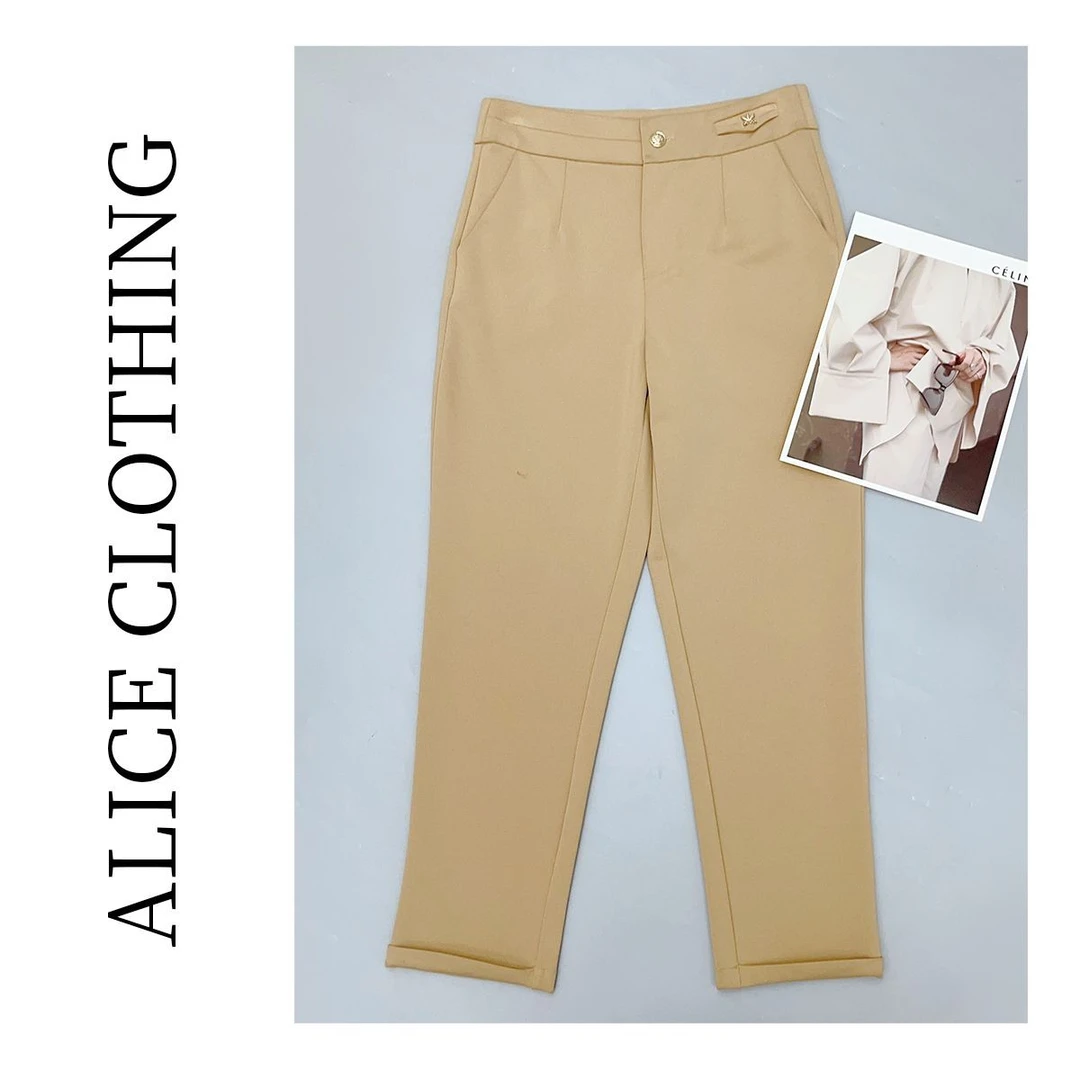 6 ALICE 西装高腰时尚女九分裤西裤夏季休闲显瘦黑色百搭S620333P