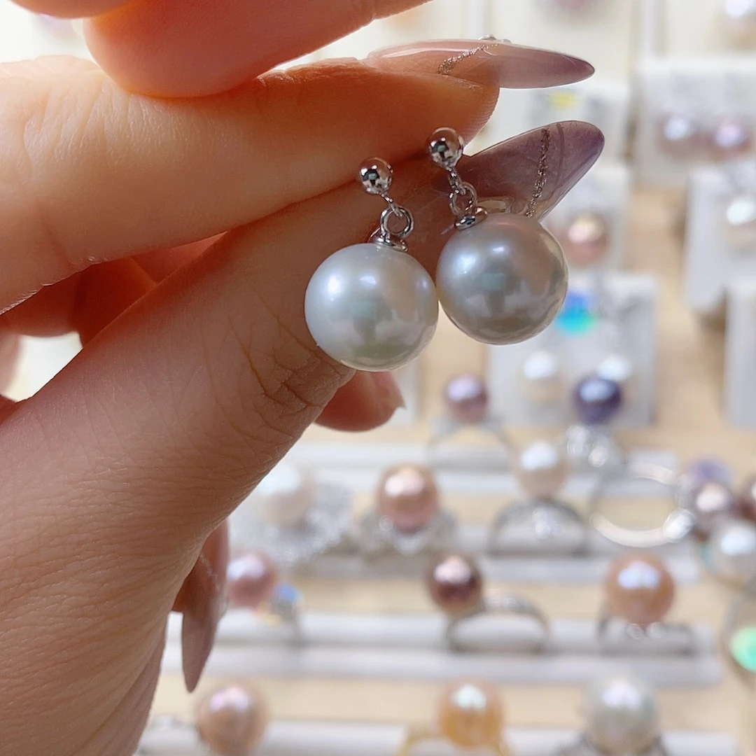 淡水珍珠耳饰银S925镶嵌