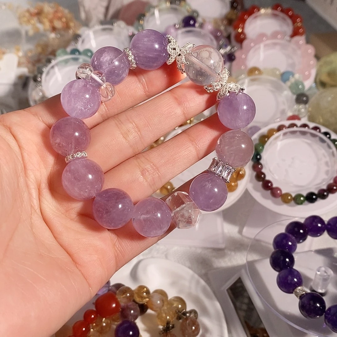 水晶手串合金紫兔毛