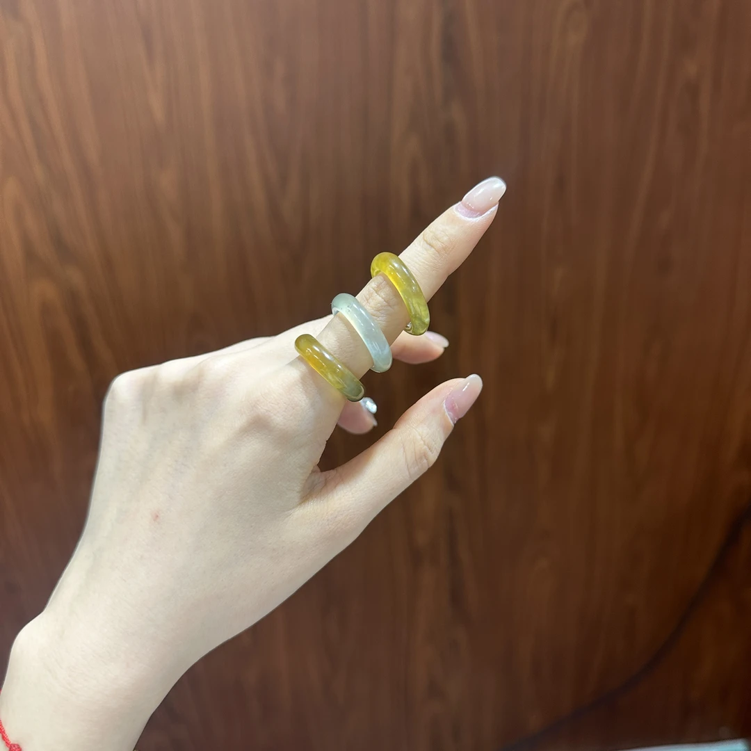 岫玉花玉 俏色 戒圈 17口径