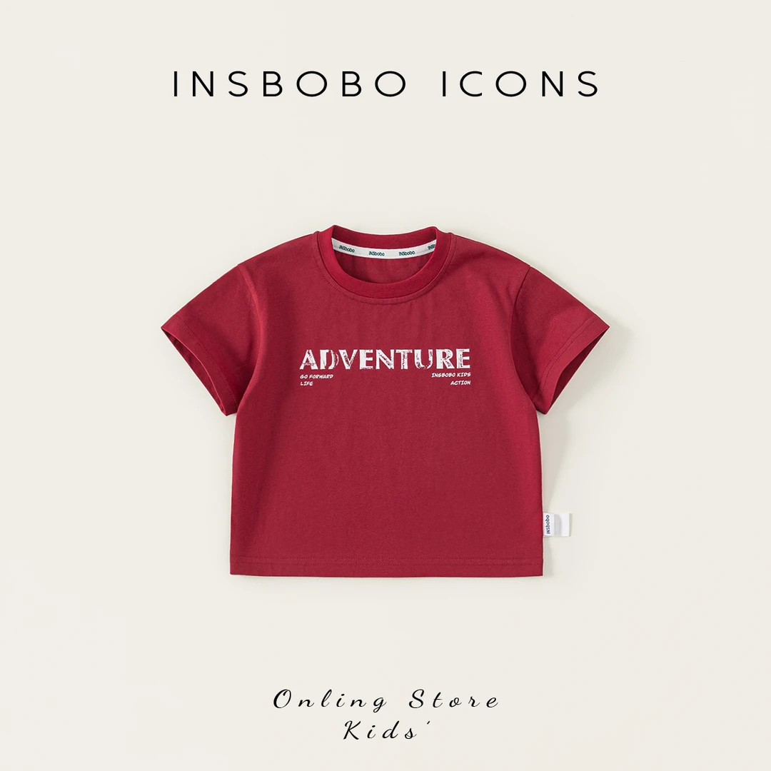 INSbobo儿童短袖T恤上衣夏季新品时尚圆领字母印花短袖T恤XY85176