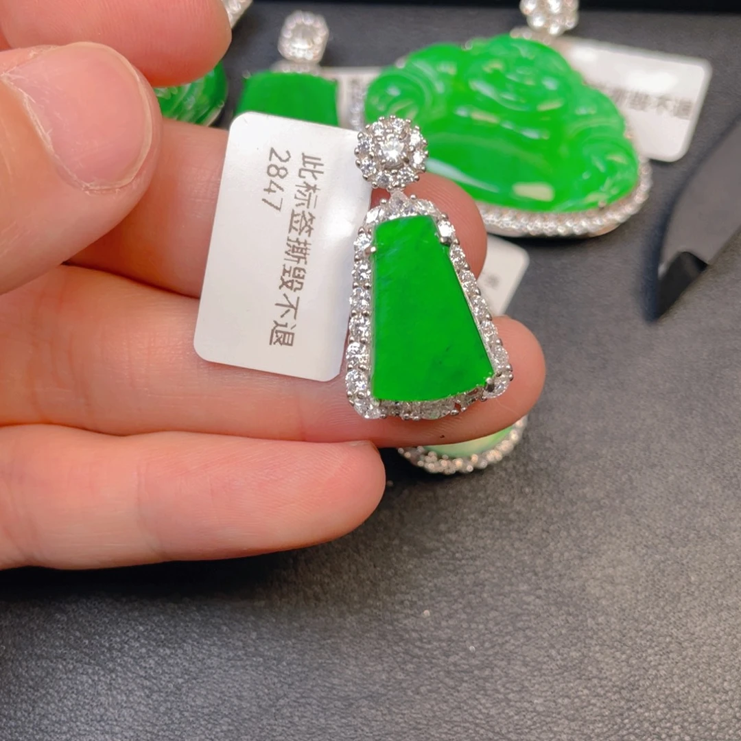 翡翠银S925镶嵌吊坠(不含链)