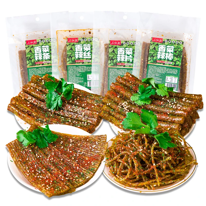 【2大袋】香菜辣条组合三阳街香菜味辣条辣片辣丝童年解馋麻辣零食