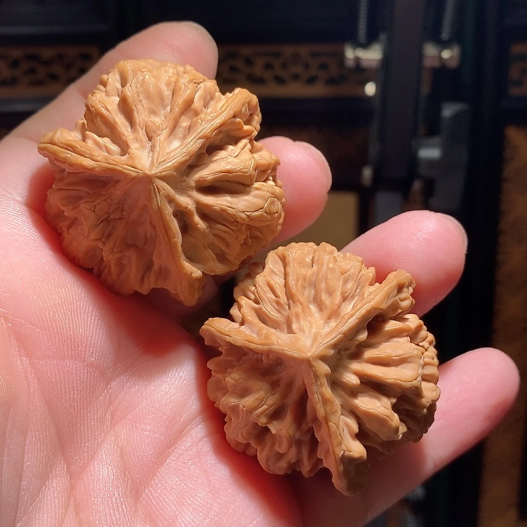 胡***森文玩核桃把件43秦岭狮子头三棱全品