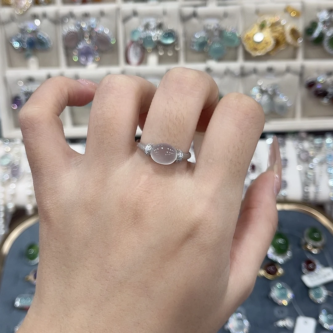 蛇纹石玉银S925镶嵌戒指