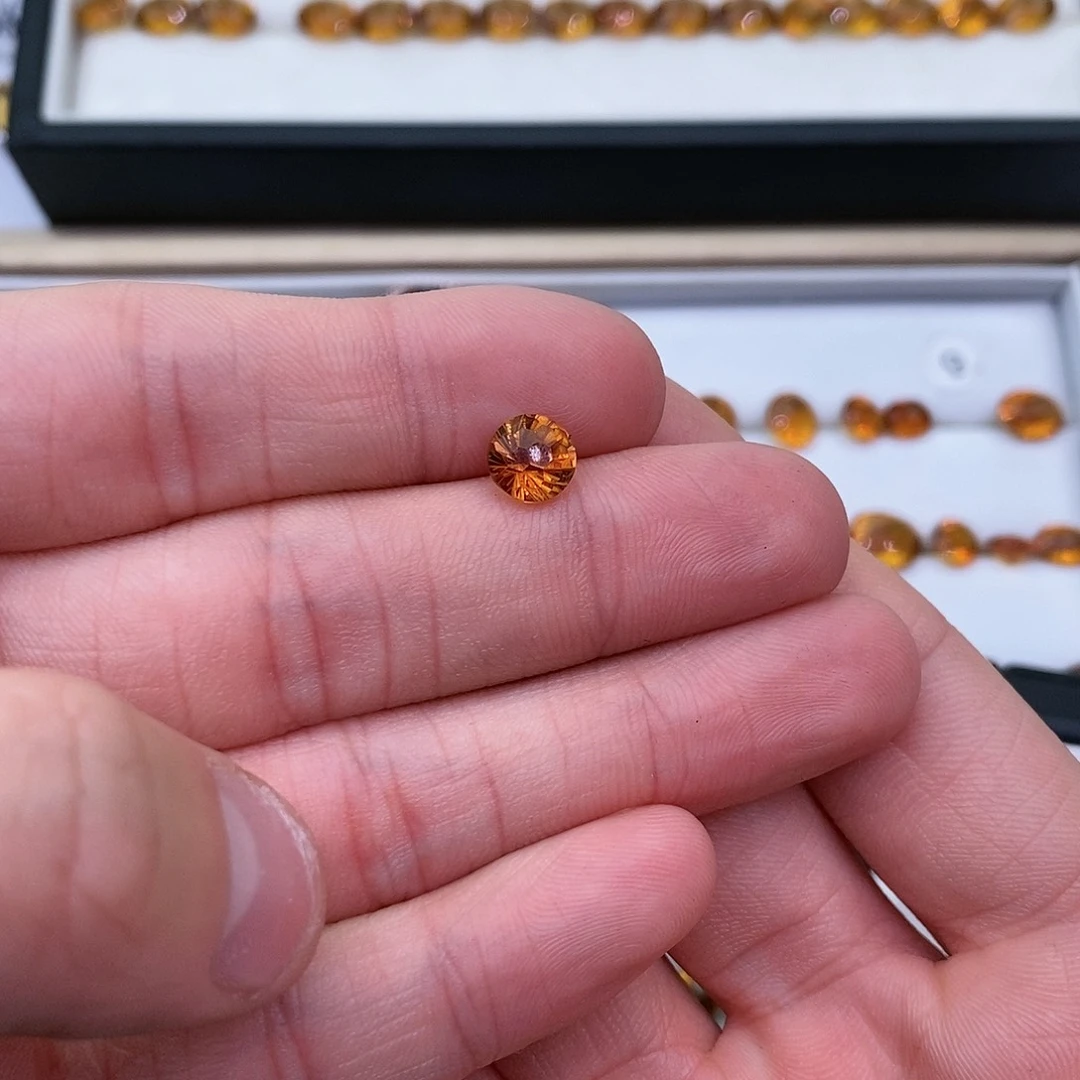 黄晶纯天然黄水晶烟花7mm裸石定制未镶嵌@***撞