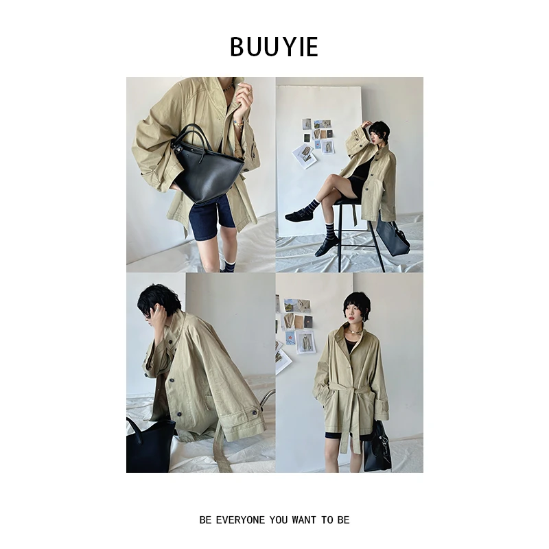 BUUYIE 25SS【‌扶光】高级感早秋洋气卡其风衣外套 250842